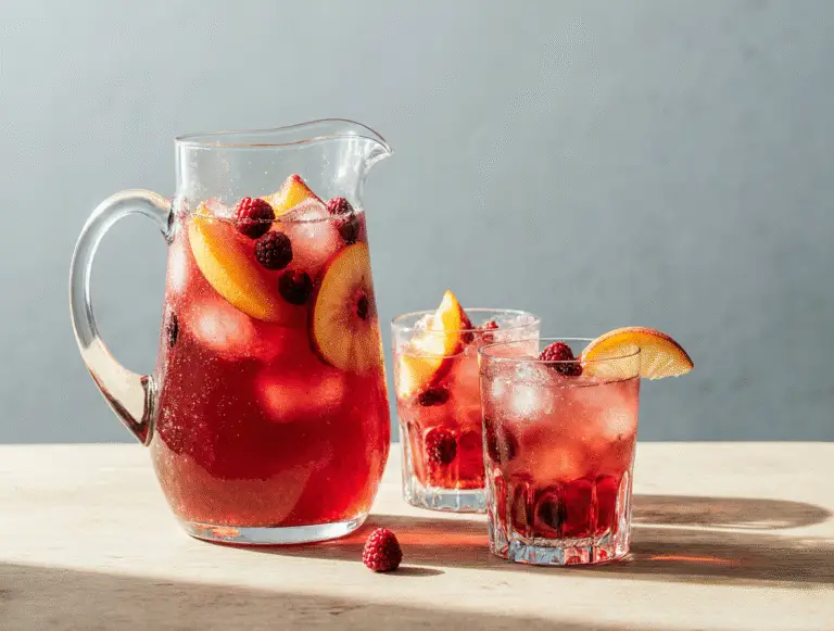 Homemade Raspberry Peach Lemonade