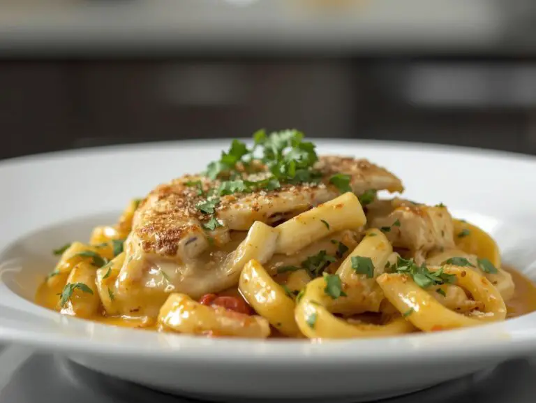 Creamy Garlic Butter Chicken and Rotini in Parmesan Sauce
