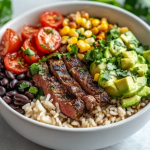Sizzling Healthy Steak Burrito Bowls are the perfect blend of flavor, nutrition, and convenience, making them an ideal dish for any occasion. Whether you are looking for a hearty weeknight dinner or meal prep options for the busy workweek, this recipe has you covered. The dish beautifully combines marinated flank steak with vibrant vegetables, and wholesome grains, creating a visually appealing and delicious meal.