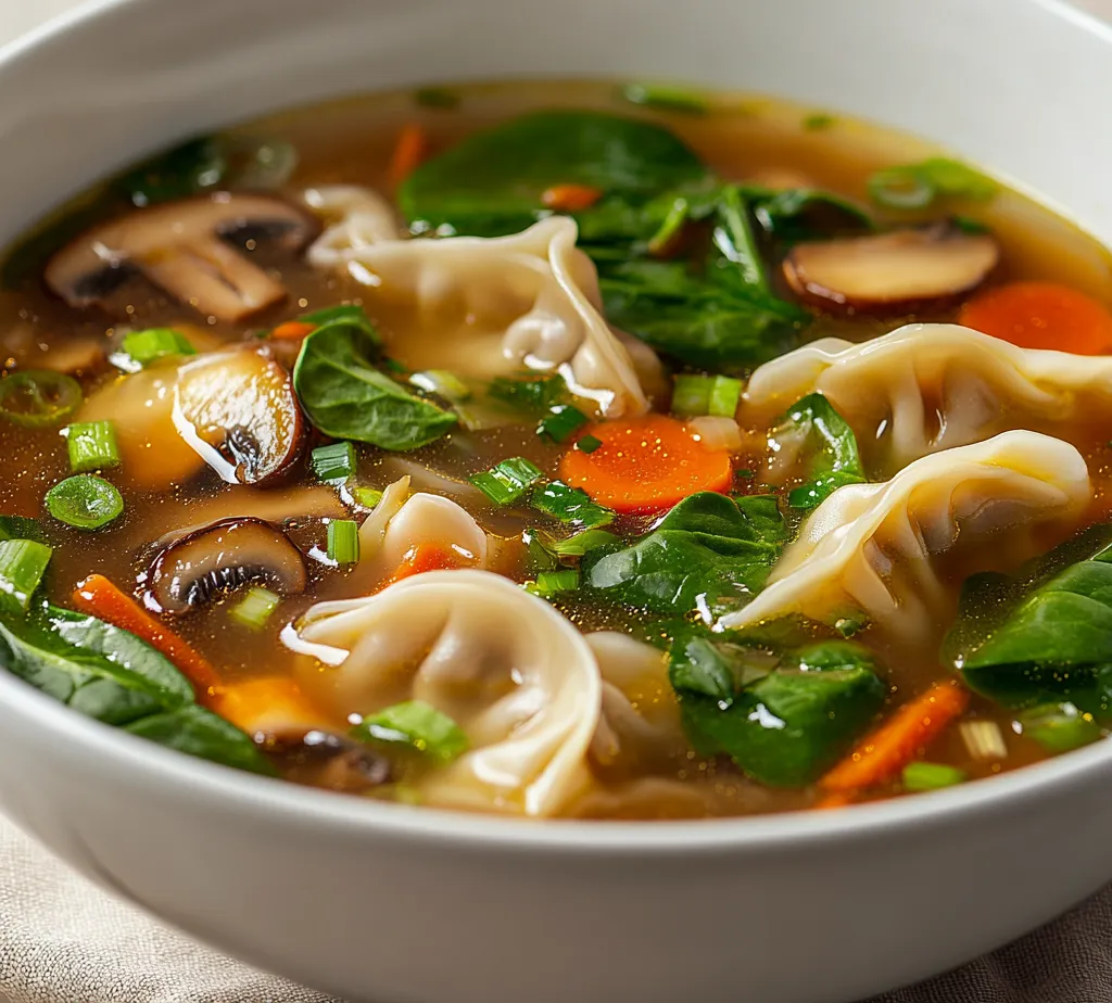 Savory Potsticker Soup is a delightful dish that combines the comforting warmth of broth with the appealing flavors of potstickers. This recipe is perfect for busy weeknights or a cozy weekend meal, as it can be prepared in under 30 minutes. The combination of fresh vegetables, tender potstickers, and aromatic spices makes for an incredibly satisfying experience. Each bowl of this quick soup is filled with nutritious ingredients that not only delight the palate but also nourish the body, making it a balanced meal choice.