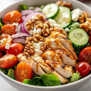 Discover the delightful combination of flavors in this Savory Honey Mustard Chicken Salad. This refreshing dish brings together tender chunks of chicken breast and a lively mix of fresh vegetables, creating a meal that perfectly balances nutritional value with taste. It's a beautiful medley of vibrant ingredients, layered with sweet honey and tangy Dijon mustard dressing, making every bite a flavor-packed experience. Ideal for a light lunch, a satisfying dinner, or even a quick snack, this chicken salad is both versatile and delicious.