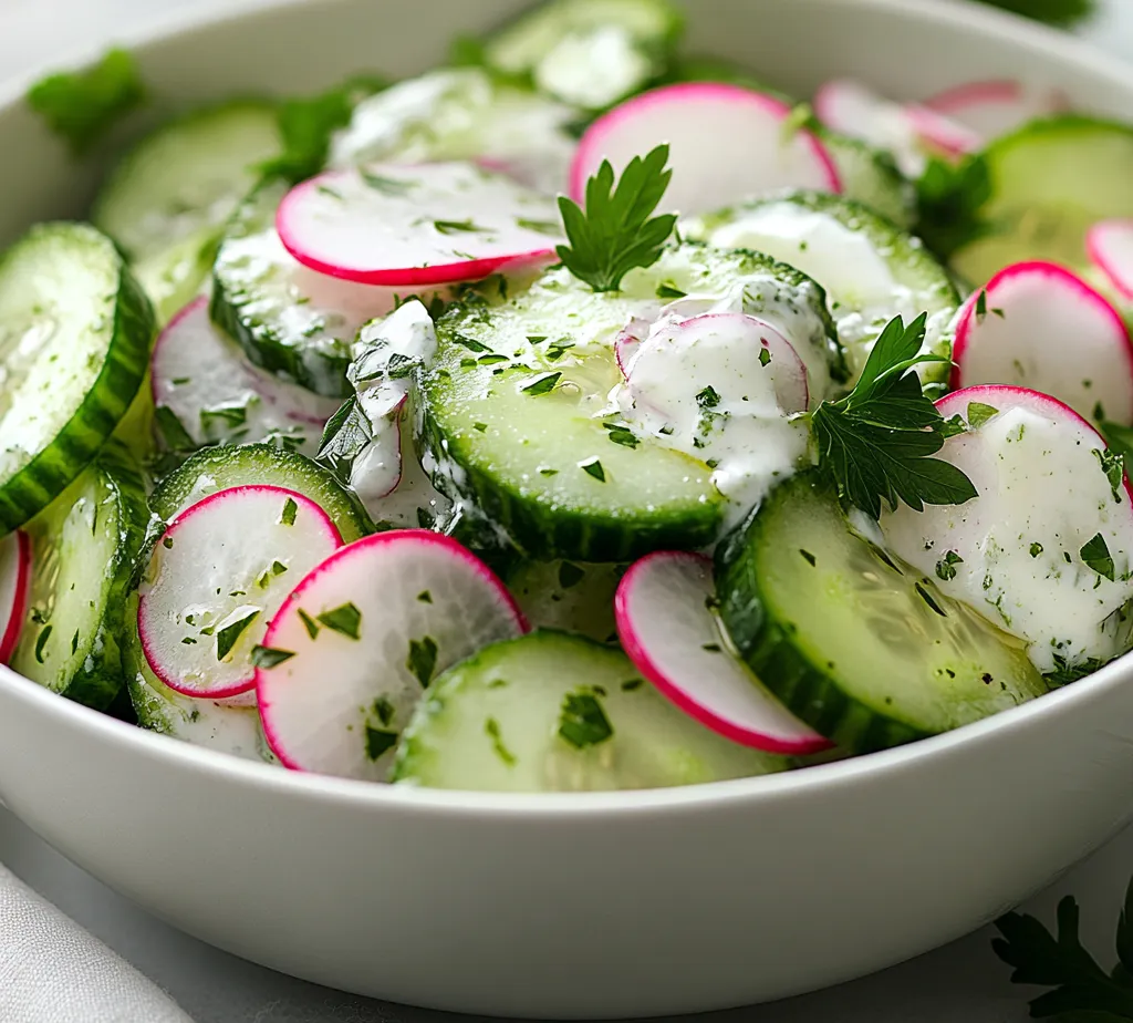 Crafting a refreshing salad can be a delightful way to embrace the flavors of summer. The Creamy Cucumber and Radish Salad Extravaganza offers a vibrant, crunchy medley that embodies freshness and simplicity. Featuring the crispness of cucumbers and radishes combined with a velvety dressing, this salad is not only a feast for the palate but also a treat for the eyes. It is perfect for those warm days when you want something light yet satisfying.