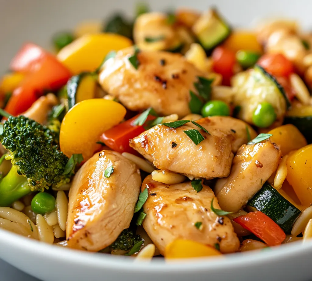 Exploring the versatility of stir-fry dishes, the Zesty Lemon Chicken and Vegetable Orzo Stir-Fry combines succulent chicken, vibrant vegetables, and zesty lemon flavors for a delightful meal that appeals to a variety of palates. This dish stands out not only for its bright and fresh taste but also for its colorful presentation, making it an inviting option for any dining occasion. The combination of tender chicken and crisp vegetables provides a wholesome and satisfying meal that is loaded with nutrients.