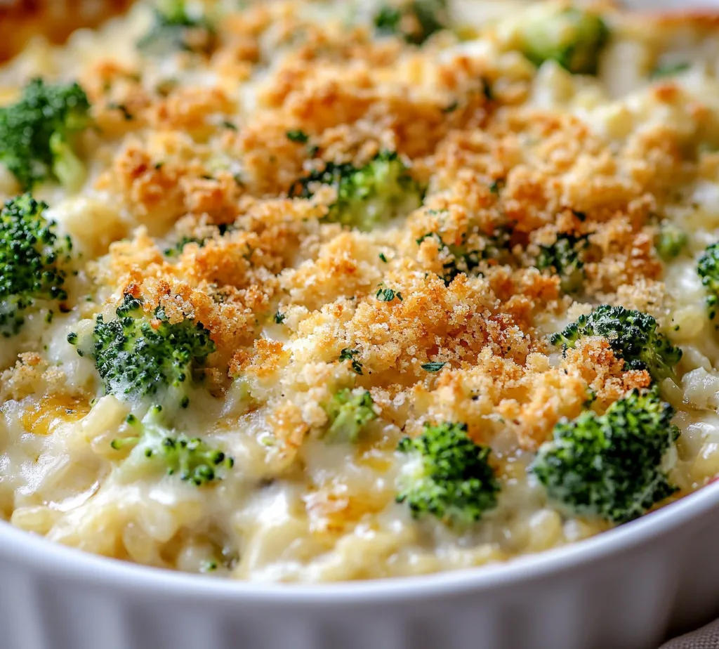 Cheesy Broccoli Rice Casserole is a delectable dish that embodies comfort food at its finest. This casserole combines tender broccoli florets, fluffy rice, and a blend of melted cheeses, offering both flavor and texture. Each bite is a warm embrace, making it not only a great side dish but also a satisfying main course. Perfect for busy weeknights or leisurely family gatherings, this casserole brings everyone to the table, sharing smiles and great memories.