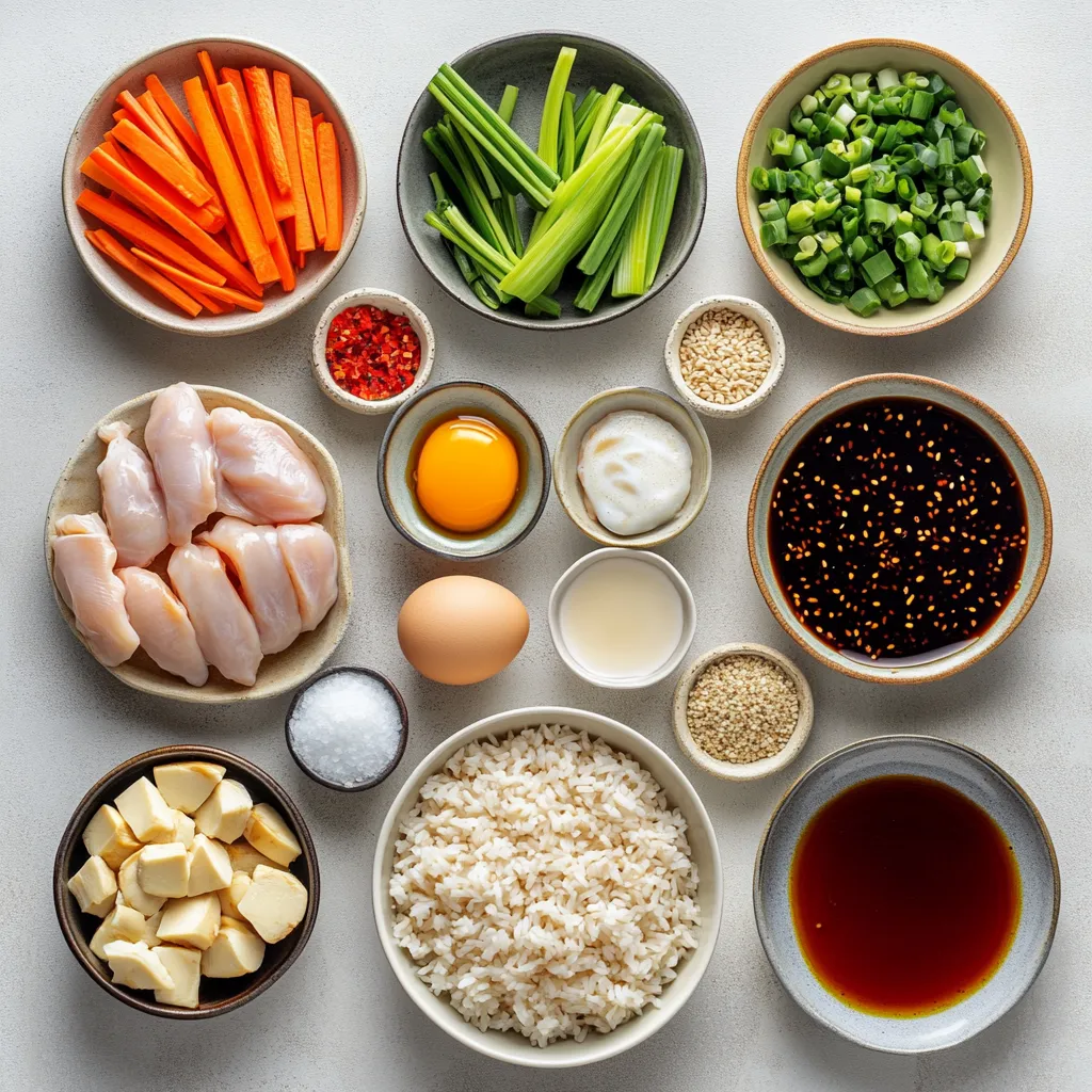 Fried rice has long been a favorite dish across numerous cultures, celebrated for its versatility and satisfying flavors. This Protein-Packed Chicken Fried Rice recipe beautifully showcases the traditional essence of fried rice while elevating it with the wholesome goodness of chicken and an array of vibrant vegetables. Perfectly seasoned and packed with nutrition, this dish is ideal for those who seek a hearty meal that doesn't skimp on health benefits.