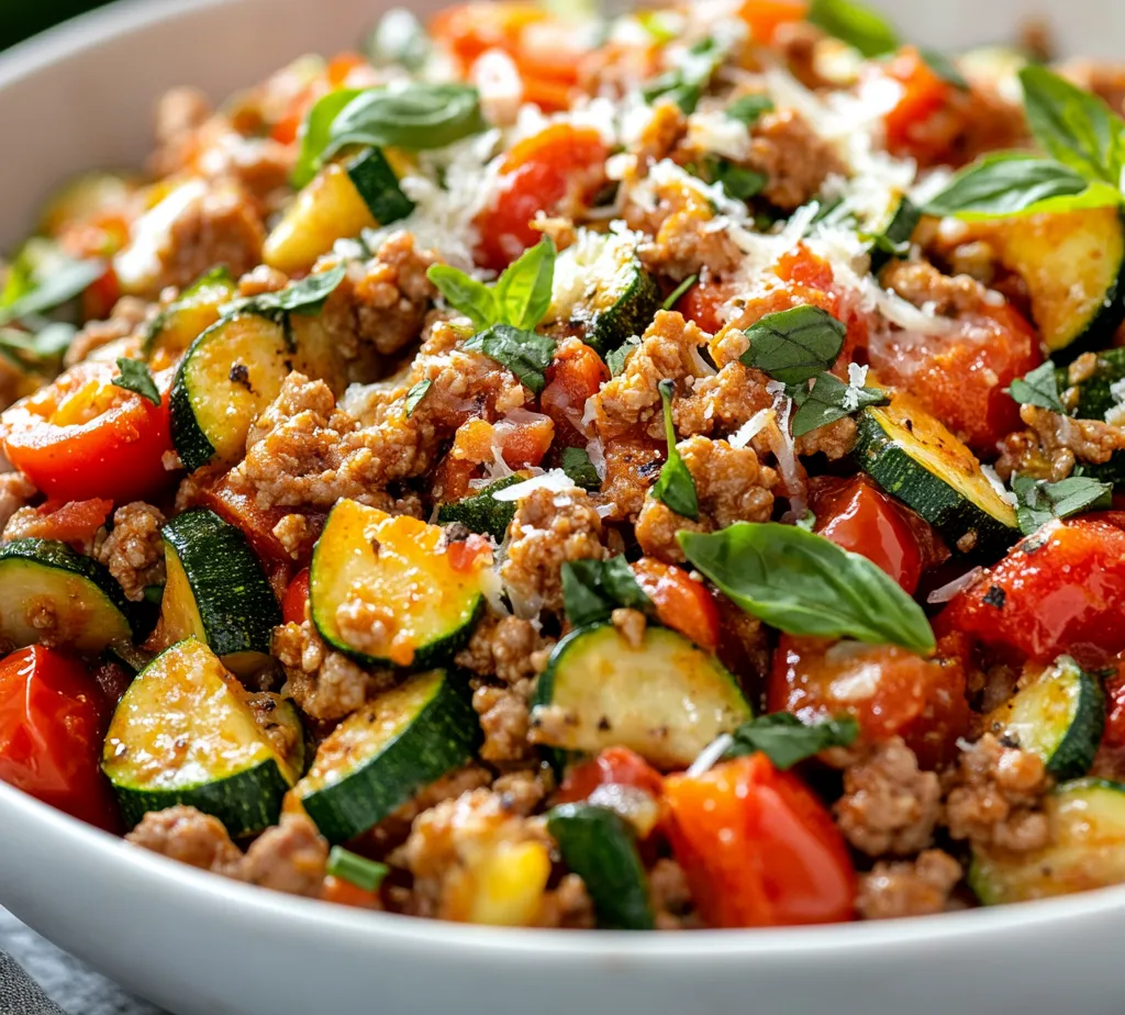 The world of quick and delicious weeknight meals is vast, yet few dishes offer the vibrant flavor and wholesome ingredients found in Zesty Ground Turkey and Zucchini Skillet Delight. This recipe is perfect for those seeking a meal that is not only nutritious but also bursting with color and flavor. With hearty ground turkey and a medley of fresh vegetables, every bite is sure to please the palate. The zucchini brings a delightful slight crunch, while the cherry tomatoes add a touch of sweetness that balances the savory aspects of the dish.