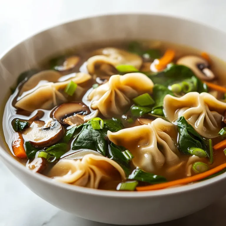 Savory Potsticker Soup is a delightful dish that combines the comforting warmth of broth with the appealing flavors of potstickers. This recipe is perfect for busy weeknights or a cozy weekend meal, as it can be prepared in under 30 minutes. The combination of fresh vegetables, tender potstickers, and aromatic spices makes for an incredibly satisfying experience. Each bowl of this quick soup is filled with nutritious ingredients that not only delight the palate but also nourish the body, making it a balanced meal choice.