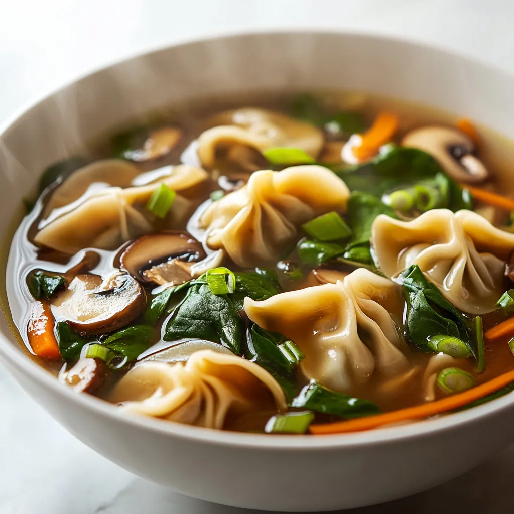 Savory Potsticker Soup is a delightful dish that combines the comforting warmth of broth with the appealing flavors of potstickers. This recipe is perfect for busy weeknights or a cozy weekend meal, as it can be prepared in under 30 minutes. The combination of fresh vegetables, tender potstickers, and aromatic spices makes for an incredibly satisfying experience. Each bowl of this quick soup is filled with nutritious ingredients that not only delight the palate but also nourish the body, making it a balanced meal choice.