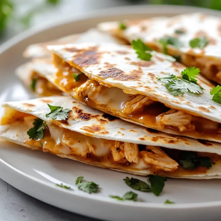 Spicy Honey BBQ Chicken Quesadillas are a delightful fusion of flavors that combine the smoky sweetness of BBQ sauce with a kick of heat from hot honey. This dish is not only a crowd-pleaser but also incredibly easy to prepare, making it perfect for a family dinner or a casual get-together with friends. The combination of tender, shredded chicken, melted cheeses, and crispy tortillas creates a satisfying meal that everyone will love.