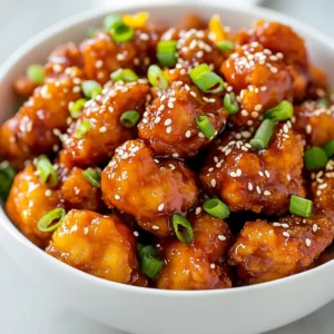 Crispy Air Fryer Orange Chicken is a deliciously tangy and sweet dish that brings the vibrant flavors of citrus right to your dinner table. Perfectly tender chicken thighs are coated in a light and crispy batter, then tossed in a luscious homemade orange sauce that strikes the ideal balance between sweetness and acidity. The air frying technique ensures that the chicken remains succulent on the inside while developing an irresistible crunch on the outside, making this dish a favorite among families and food enthusiasts alike.