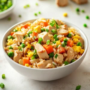 Fried rice has long been a favorite dish across numerous cultures, celebrated for its versatility and satisfying flavors. This Protein-Packed Chicken Fried Rice recipe beautifully showcases the traditional essence of fried rice while elevating it with the wholesome goodness of chicken and an array of vibrant vegetables. Perfectly seasoned and packed with nutrition, this dish is ideal for those who seek a hearty meal that doesn't skimp on health benefits.