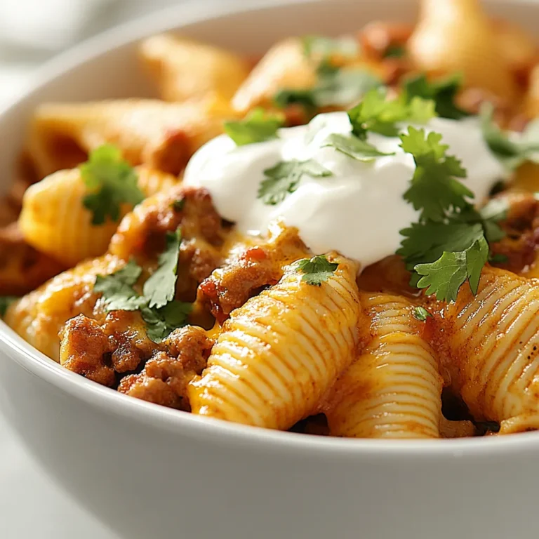 A delicious fusion of Mexican flavors and Italian comfort food, cheesy taco stuffed pasta shells are a creative dish that elevates the traditional pasta recipe. Featuring jumbo pasta shells generously filled with savory taco-seasoned meat, beans, corn, and a hearty amount of cheese, this recipe promises a delightful culinary experience for both family dinners and casual gatherings. The combination of textures—tender pasta, zesty meat, creamy cheese, and vibrant salsa—offers a feast that is not only satisfying but also fun to eat.