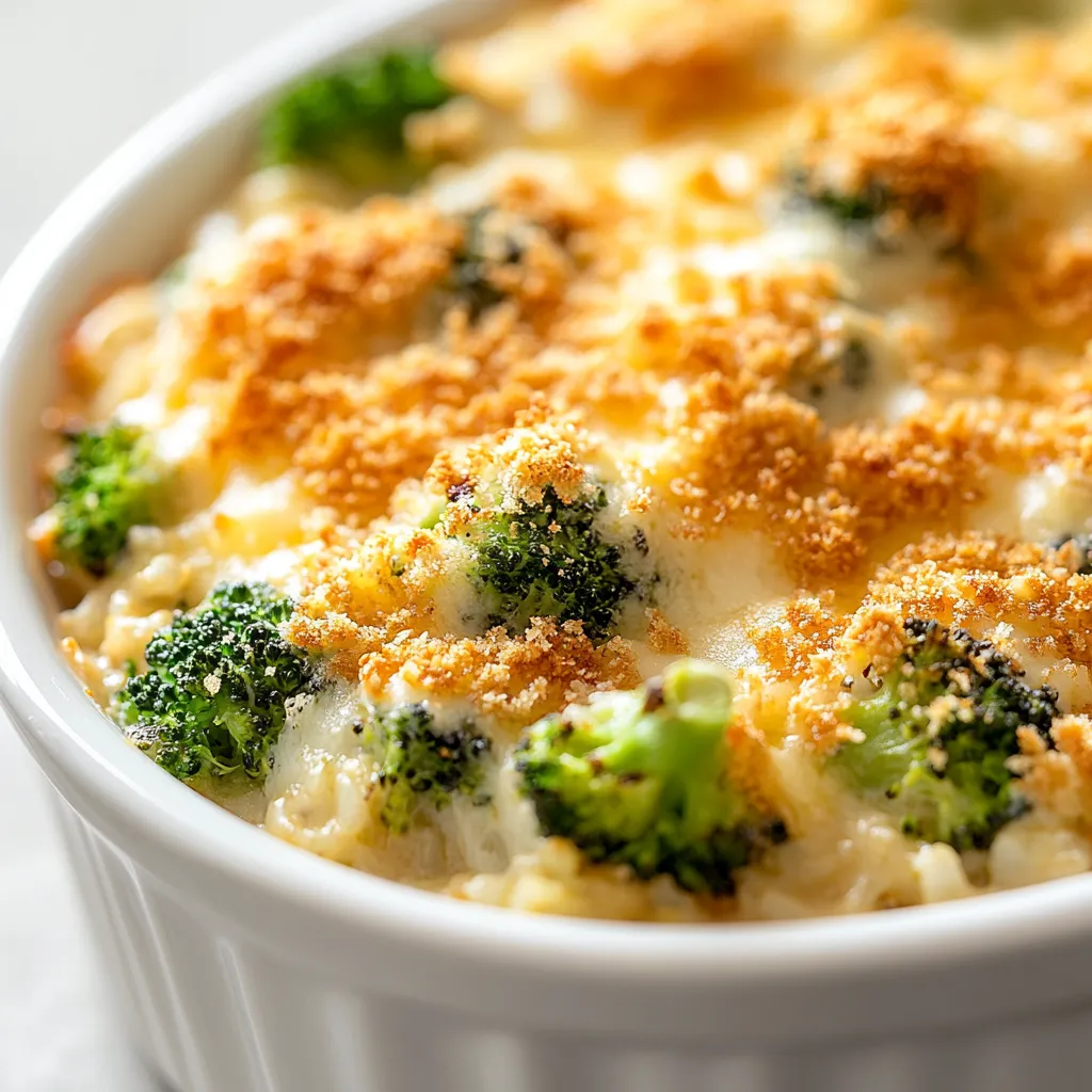 Cheesy Broccoli Rice Casserole is a delectable dish that embodies comfort food at its finest. This casserole combines tender broccoli florets, fluffy rice, and a blend of melted cheeses, offering both flavor and texture. Each bite is a warm embrace, making it not only a great side dish but also a satisfying main course. Perfect for busy weeknights or leisurely family gatherings, this casserole brings everyone to the table, sharing smiles and great memories.