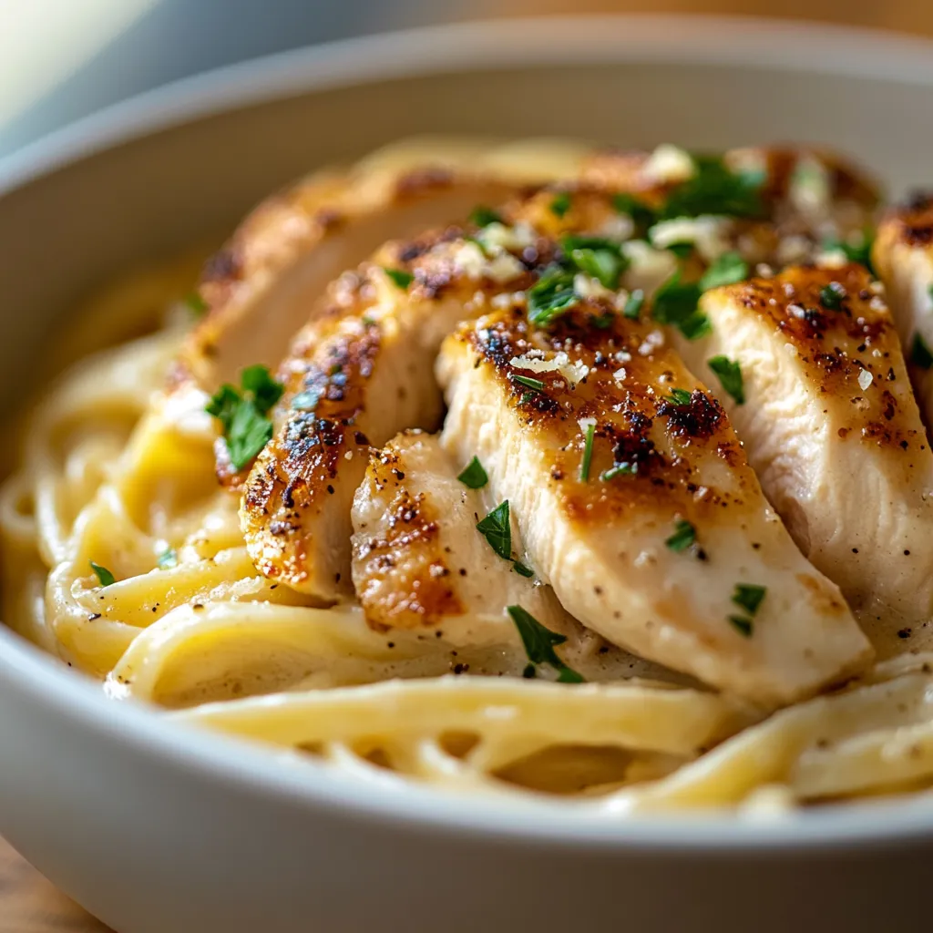 Explore a culinary delight with this creamy garlic Parmesan chicken pasta recipe, an exquisite fusion of flavors and comfort. Ideal for busy weeknights or an impressive dinner for guests, this dish balances rich creaminess with the humble goodness of whole wheat pasta and lean chicken breast. The combination of tender chicken, savory garlic, and the nuttiness of Parmesan creates a meal that is as satisfying as it is simple to prepare. This creamy garlic Parmesan chicken pasta is versatile, allowing you to customize it with vegetables or side dishes as you like, while still retaining its core deliciousness.