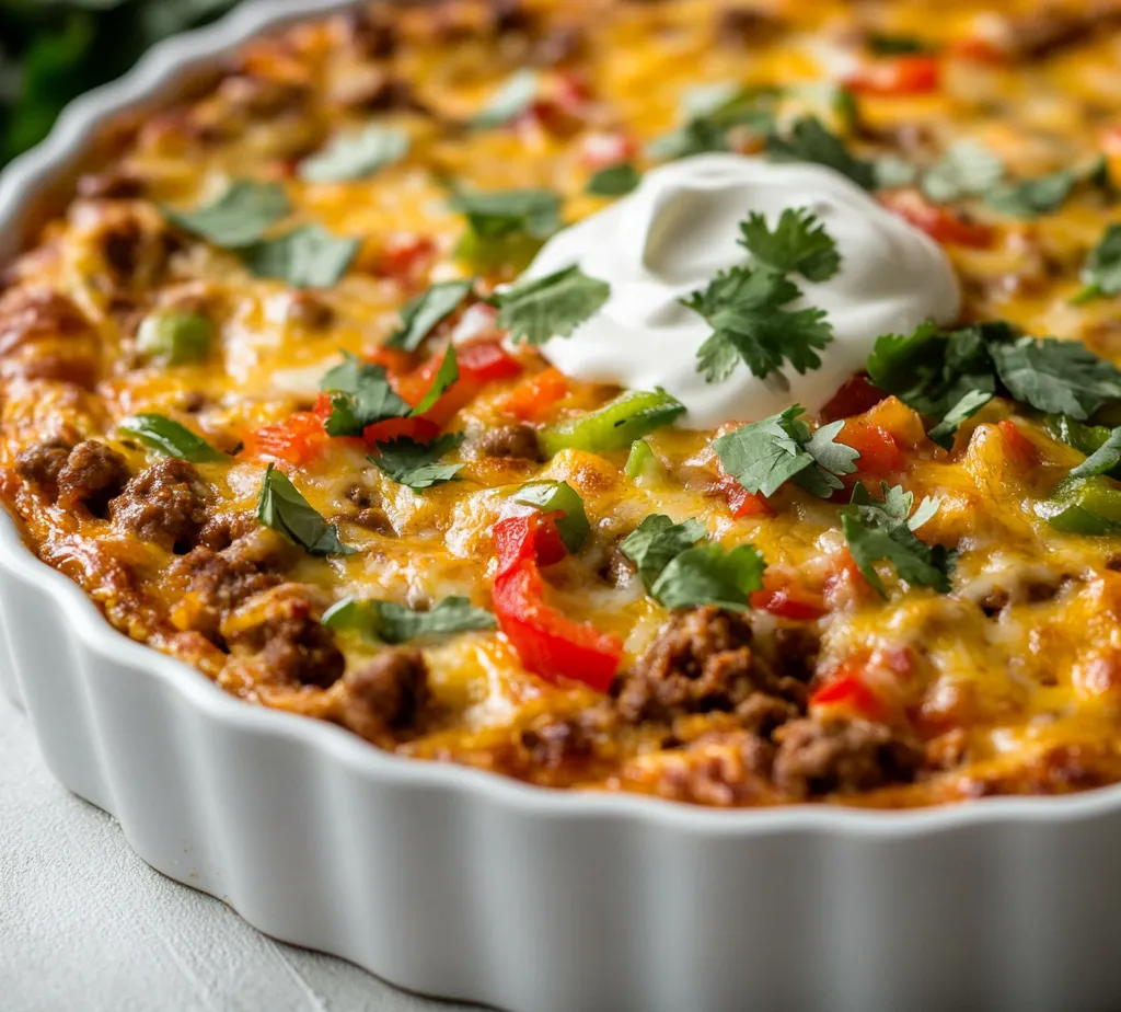 Crustless Taco Pie Delight is a deliciously inventive twist on traditional taco flavors, seamlessly fusing the comforting aspects of a pie with the bold and vibrant tastes that tacos are known for. This dish eliminates the need for a crust while retaining all the satisfying layers that taco enthusiasts crave. Packed with protein and flavor, it serves as a perfect meal for any time of the day, whether it’s a hearty lunch or a cozy dinner with family and friends.