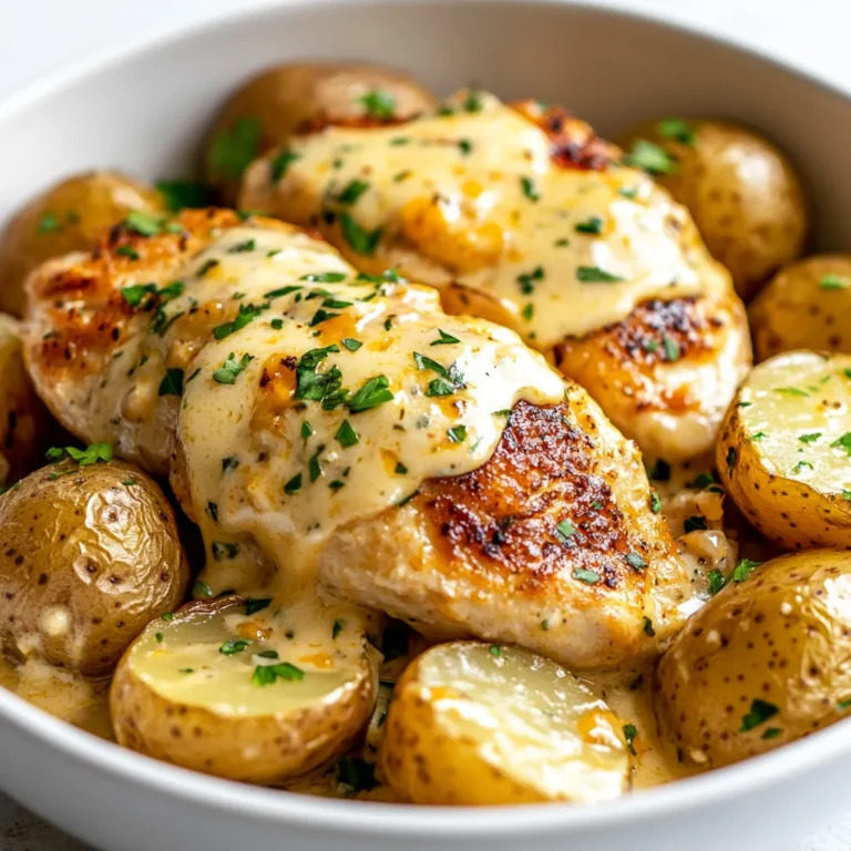 Creamy Garlic Cheesy Chicken with Baby Potatoes is a comfort food classic that brings together rich flavors and satisfying textures. This dish straddles the line between casual family fare and elegant gathering cuisine, making it the perfect choice for any occasion. The combination of creamy sauce, tender chicken, and buttery potatoes evokes a sense of warmth and coziness, perfect for a weeknight meal or a special dinner with loved ones.