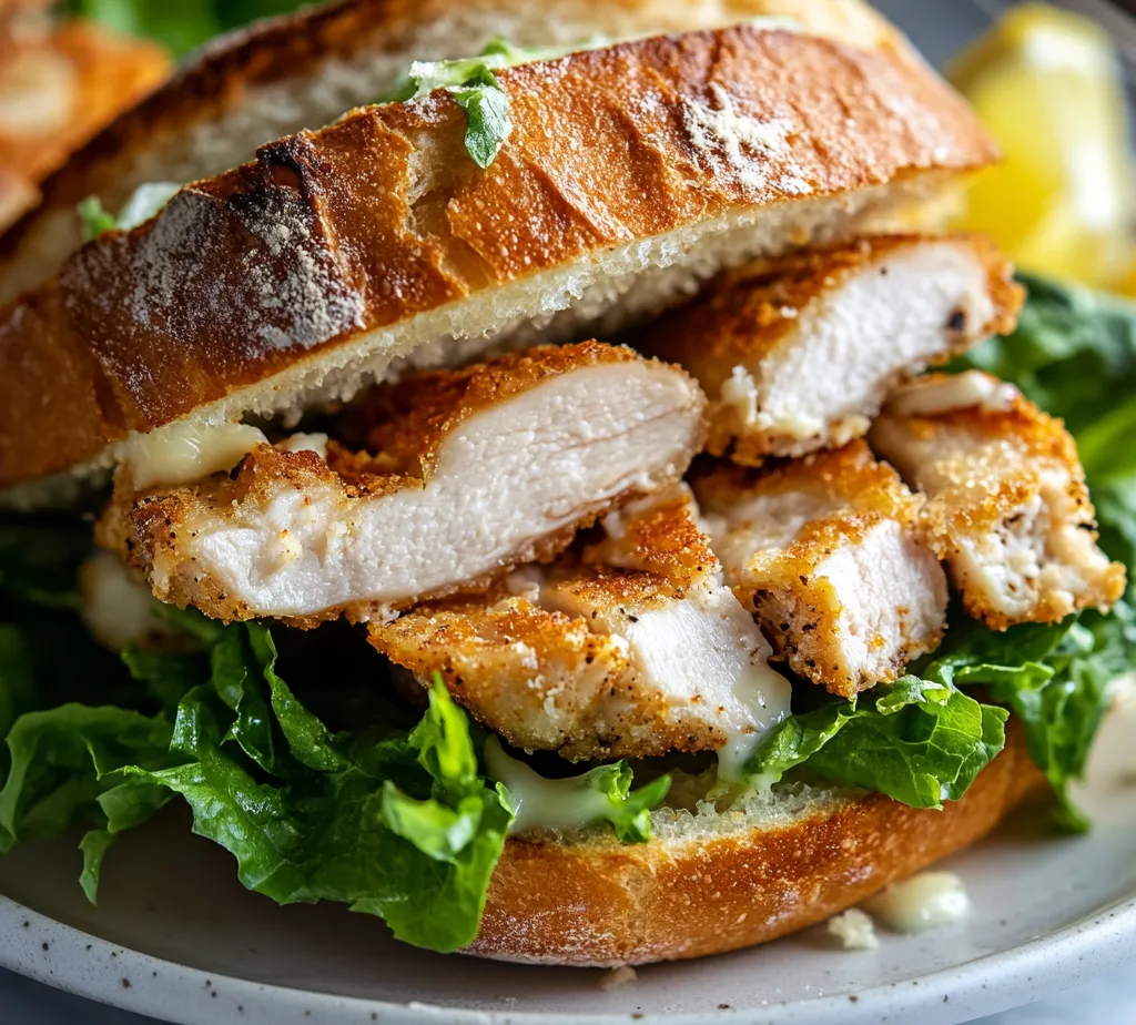 The Ultimate Crispy Chicken Caesar Sandwich Delight is a scrumptious take on the classic Caesar salad, elevated into a hearty sandwich that appeals to both adults and children alike. Featuring tender, juicy chicken breasts coated in a crispy breading, this sandwich delivers an irresistible crunch that contrasts beautifully with the creaminess of Caesar dressing and the fresh crunch of romaine lettuce. Whether for a quick weeknight dinner or a fulfilling lunch on a lazy weekend, this sandwich makes an enticing choice that captivates the palate.