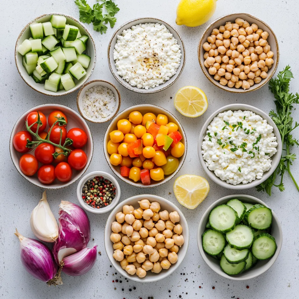 The Cottage Cheese and Chickpeas Fresh Fusion Salad is a delightful and refreshing dish that serves as a perfect choice for those seeking a healthy yet flavorful option. With its vibrant array of colors and textures, this salad delivers a delightful crunch and a creamy finish, all while providing a host of nutritional benefits. Blending the rich, creamy flavor of cottage cheese with the hearty texture of chickpeas creates a unique and satisfying salad experience.