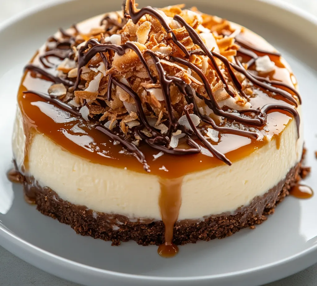 Delve into the delectable world of desserts with this Samoa Cheesecake Delight, a luscious combination of creamy cheesecake and the beloved flavors of Samoa cookies. This enticing dessert stands out with its rich texture and vibrant taste, embodying both indulgence and nostalgia. The layers of shortbread crust, creamy cheesecake filling, and the delicious topping create a heavenly experience for any dessert lover.