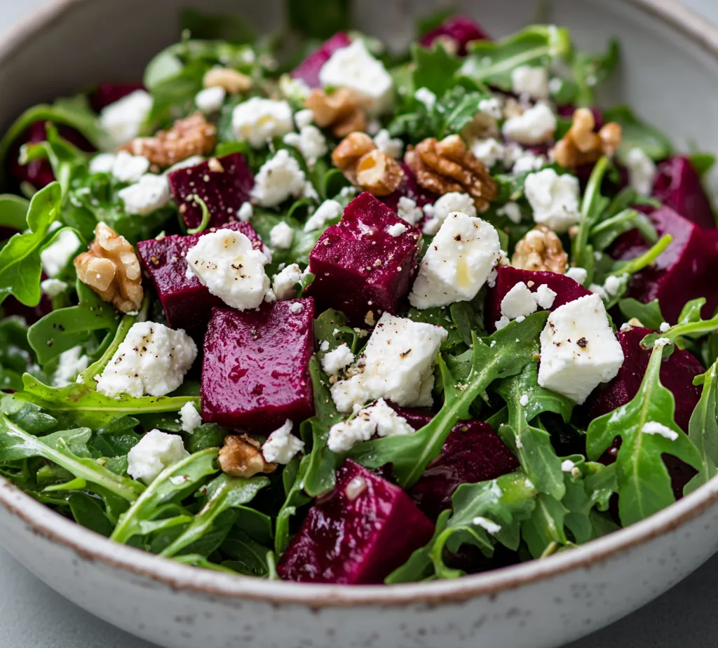 The vibrant roasted beet salad is not just a feast for the eyes; it’s a blend of earthy flavors and textures that celebrate the freshness of the ingredients. This dish combines sweet roasted beets with peppery arugula, creamy feta cheese, and crunchy walnuts, all beautifully dressed in a homemade balsamic vinaigrette. It’s a delightful way to kick off a meal or serve as a standout side dish.