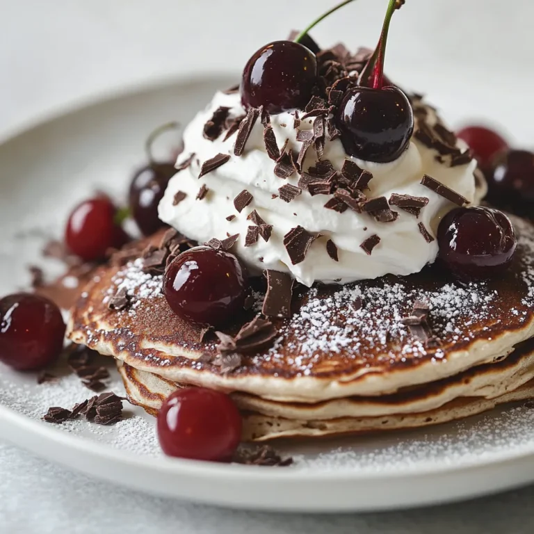 Delve into the delightful world of breakfast with these Decadent Black Forest Pancakes. Perfect for a special occasion or a sumptuous weekend treat, this recipe combines the rich flavors of cocoa and chocolate with the vibrant taste of cherries. Each bite is a delicious reminder of the classic Black Forest cake, transformed into a breakfast staple that is both indulgent and satisfying.
