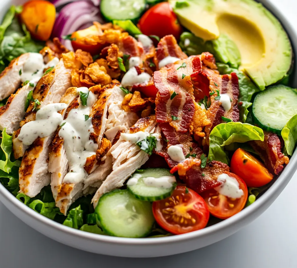 Explore the deliciously satisfying world of meal prep with this refreshing BLT Chicken Salad. Perfect for busy weekdays, this salad blends crispy bacon, tender chicken, and fresh vegetables, all coated in a zesty dressing. An ideal choice for those looking to maintain a healthy diet without sacrificing flavor, this salad excels in both taste and convenience. Whether you're packing your lunch for work or looking for a quick dinner option, this meal provides vibrant colors and tantalizing textures that can make any mealtime feel special.