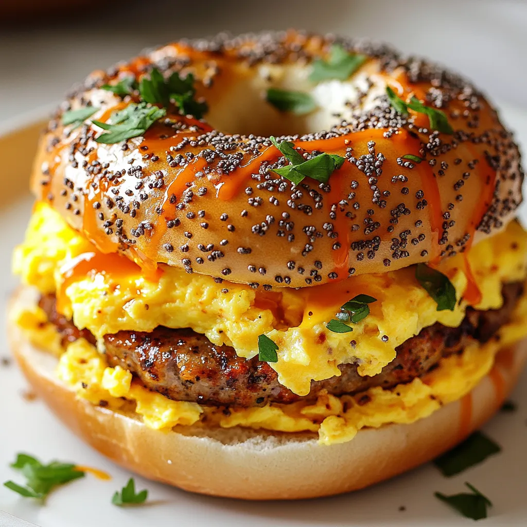 Breakfast is often called the most important meal of the day, and nothing encapsulates that sentiment better than a hearty, homemade breakfast sandwich. The Savory Sausage, Egg, and Cheese Breakfast Bagels are not just a meal; they represent a delightful way to start your morning off right. These bagels are packed with flavors, starting from the crunchy, toasty exterior to the rich, creamy inside. The combination of the savory sausage, fluffy scrambled eggs, and sharp cheddar cheese creates a taste sensation that's both satisfying and energizing.