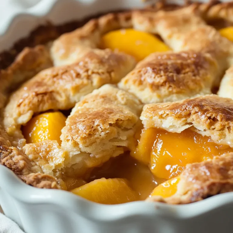 Indulging in a homemade peach cobbler is a delightful experience, especially when it comes to the sumptuous triple crust version. This dish is a celebration of fresh summer peaches and features an absolutely irresistible layer of flaky crust that provides a beautiful contrast to the luscious fruit filling. The triple crust adds texture and depth, transforming a common dessert into a stunning centerpiece for any gathering, whether it's a summertime barbecue or a cozy family gathering on a chilly evening.
