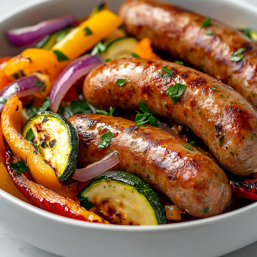 Sizzling Air Fryer Sausage & Veggies Delight is a vibrant and flavorful dish that brings together the hearty goodness of Italian sausages with the crispness of fresh vegetables. This recipe is not just delicious; it's a testament to the versatility of air frying, which allows for an equally satisfying outcome without the excess oil typically used in frying. The medley of sweet bell peppers, tender zucchini, and aromatic red onion accompanies the sausages perfectly, making it an ideal meal for any night of the week.