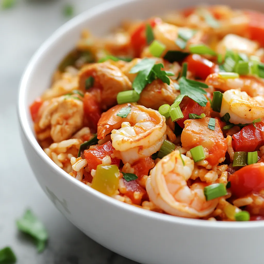 Jambalaya is a classic dish that brings a taste of Louisiana to your table. This one-pot meal is celebrated for its rich flavors and vibrant colors, combining ingredients like succulent shrimp, tender chicken, and aromatic spices. A perfect dish for family dinners or gatherings, it offers a delightful balance of proteins, veggies, and hearty brown rice, making it a well-rounded and filling choice.