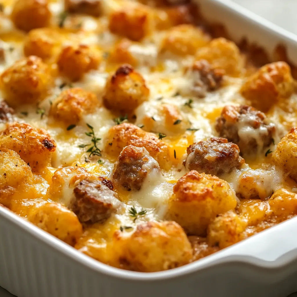 Understanding the appeal of a comforting breakfast dish is key to enjoying the hearty flavors of Sausage, Egg, and Cheese Tater Tot Casserole. This mouthwatering recipe combines savory breakfast sausage, crispy tater tots, fluffy eggs, and gooey cheese for a satisfying meal that brings the whole family together. The rich, warm flavors meld beautifully to create an irresistible breakfast casserole, making it a favorite for gatherings and weekend brunches.