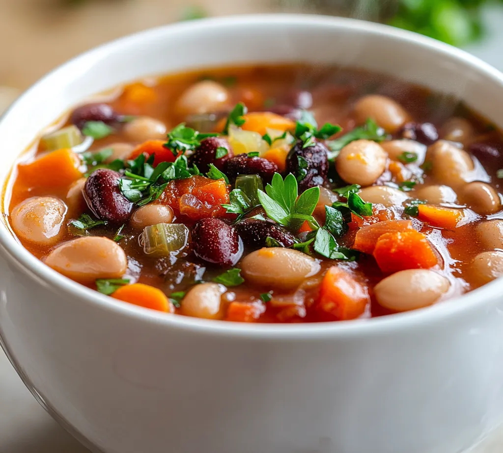 Explore the world of comfort food with this Hearty Traditional Bean Soup, a dish that warms the heart and nourishes the body. This flavorful soup combines a variety of beans, fragrant vegetables, and an array of aromatic seasonings for a meal that will delight your taste buds and satisfy your hunger. As the weather turns chilly, there's nothing quite like a simmering pot of soup on the stove, filling your home with inviting scents and promising warmth.