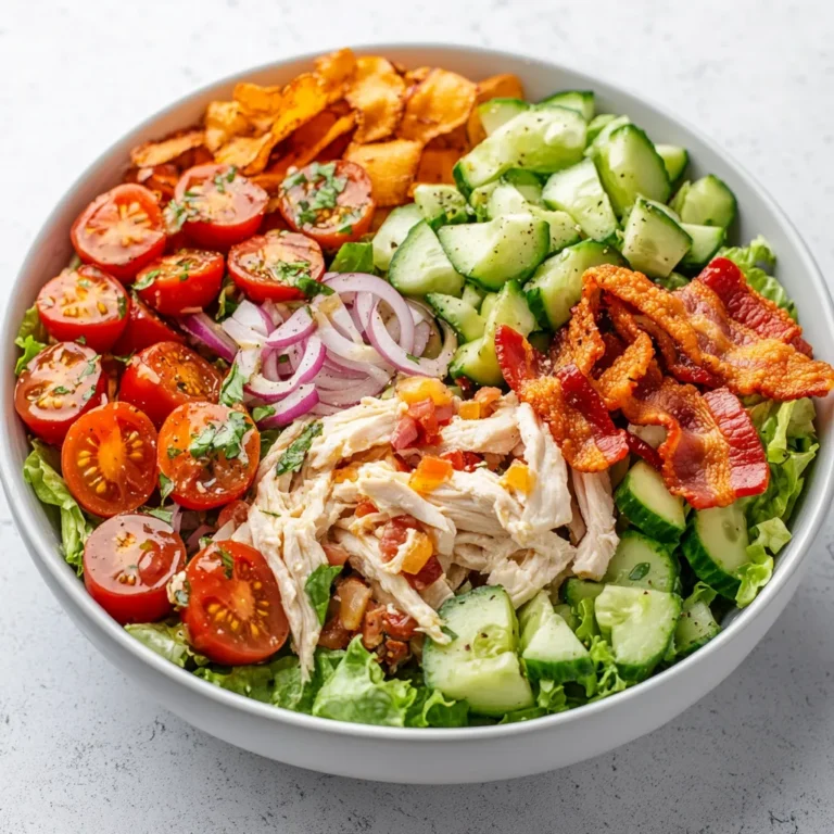 Explore the deliciously satisfying world of meal prep with this refreshing BLT Chicken Salad. Perfect for busy weekdays, this salad blends crispy bacon, tender chicken, and fresh vegetables, all coated in a zesty dressing. An ideal choice for those looking to maintain a healthy diet without sacrificing flavor, this salad excels in both taste and convenience. Whether you're packing your lunch for work or looking for a quick dinner option, this meal provides vibrant colors and tantalizing textures that can make any mealtime feel special.