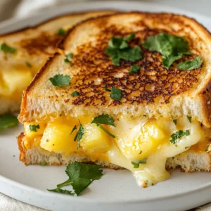 Delve into a tropical escape with this delightful recipe for Hawaiian Roll Grilled Cheese, where savory sharp cheddar meets the sweet tang of fresh pineapple. With just 15 minutes from prep to plate, you'll be whisked away to sunshine-filled shores with each crispy, gooey bite. This easy-to-make sandwich combines comforting flavors with a fresh twist, making it perfect for a quick meal or a fun snack.