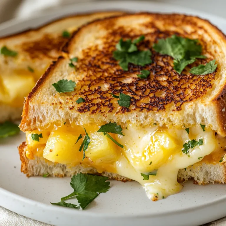 Delve into a tropical escape with this delightful recipe for Hawaiian Roll Grilled Cheese, where savory sharp cheddar meets the sweet tang of fresh pineapple. With just 15 minutes from prep to plate, you'll be whisked away to sunshine-filled shores with each crispy, gooey bite. This easy-to-make sandwich combines comforting flavors with a fresh twist, making it perfect for a quick meal or a fun snack.
