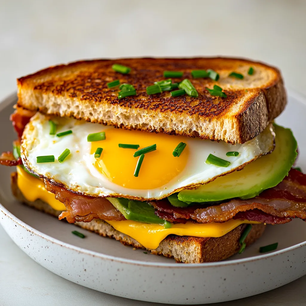 The Breakfast Grilled Cheese Delight is more than just a simple sandwich; it is a joyful fusion of flavors that elevates your morning routine. Imagine biting into thick-cut bread enveloping melted sharp cheddar cheese, perfectly cooked eggs, crispy bacon, and creamy avocado, all seasoned to perfection. This dish promises comfort and satisfaction, making it the perfect start to your day. Whether you are rushing to get out the door or have a leisurely weekend brunch planned, this breakfast creation provides a hearty and delicious option to fuel your morning.