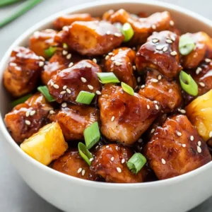 The Sweet and Sticky Pineapple Chicken Delight is a delightful fusion of flavors that transports your taste buds to a tropical paradise. This dish combines tender chicken thighs with the natural sweetness of pineapple, all enveloped in a sticky sauce that promises to please anyone at the dinner table. With the perfect balance of savory and sweet, each bite is a testament to the wonderful interplay of taste and texture. The hint of spice from red pepper flakes enhances the overall flavor profile, making it a savory experience worth savoring.