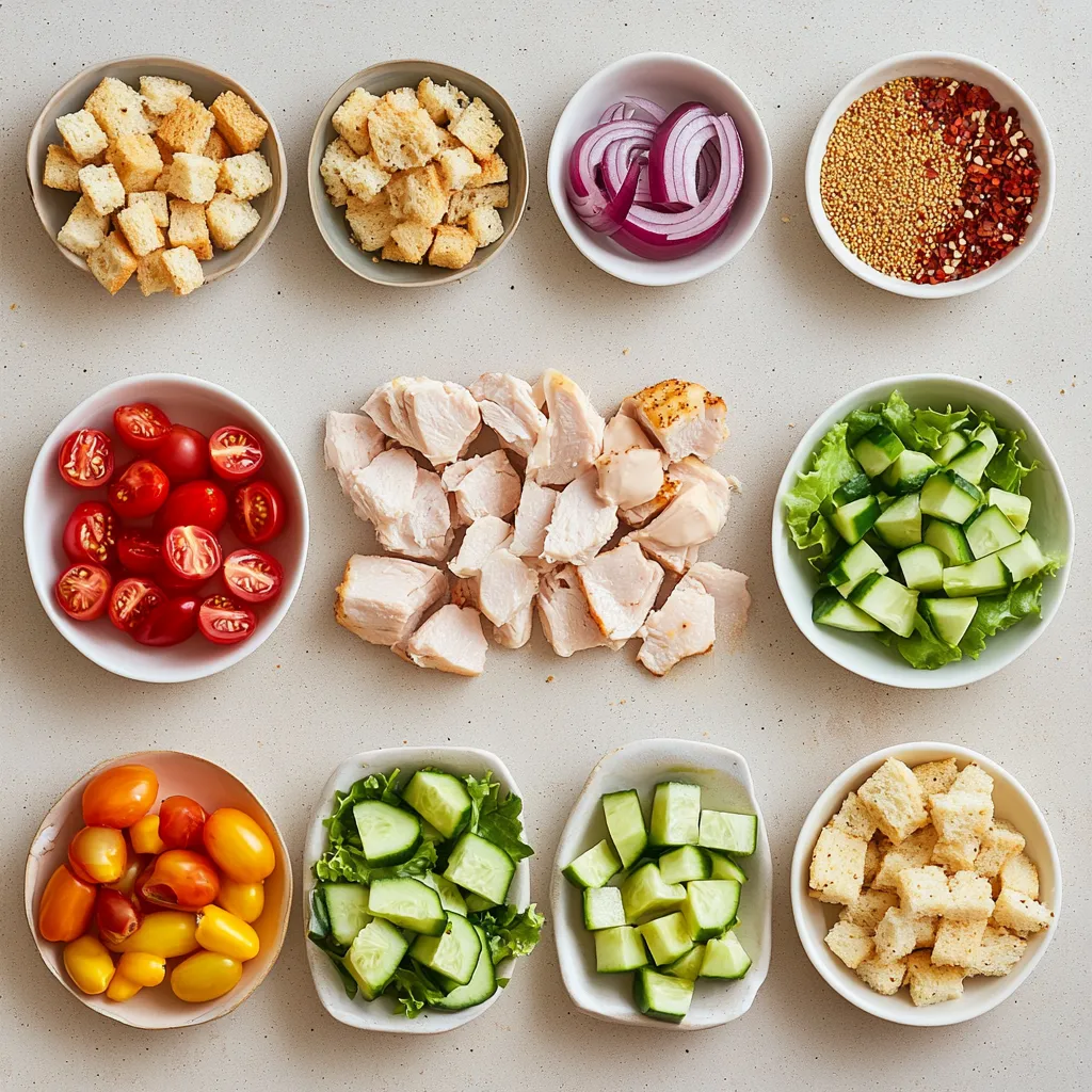 Explore the deliciously satisfying world of meal prep with this refreshing BLT Chicken Salad. Perfect for busy weekdays, this salad blends crispy bacon, tender chicken, and fresh vegetables, all coated in a zesty dressing. An ideal choice for those looking to maintain a healthy diet without sacrificing flavor, this salad excels in both taste and convenience. Whether you're packing your lunch for work or looking for a quick dinner option, this meal provides vibrant colors and tantalizing textures that can make any mealtime feel special.