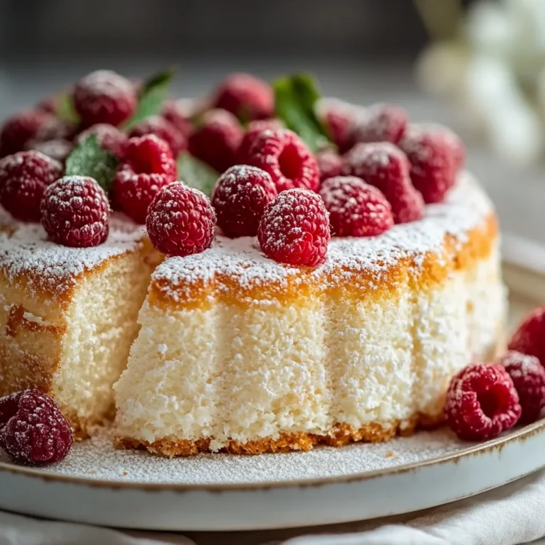 Delve into the world of light and airy desserts with this Raspberry Angel Food Cake—a delightful summer treat that’s as visually striking as it is delicious. Perfect for warm weather gatherings, this cake combines the sweetness of fresh raspberries with the delicate texture of angel food cake, creating a balanced dessert that everyone will adore. The vibrant hue of the raspberries, nestled within the spongy cake, makes it not only a feast for the taste buds but also for the eyes.