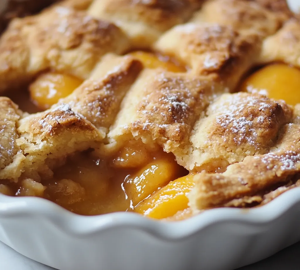 Indulging in a homemade peach cobbler is a delightful experience, especially when it comes to the sumptuous triple crust version. This dish is a celebration of fresh summer peaches and features an absolutely irresistible layer of flaky crust that provides a beautiful contrast to the luscious fruit filling. The triple crust adds texture and depth, transforming a common dessert into a stunning centerpiece for any gathering, whether it's a summertime barbecue or a cozy family gathering on a chilly evening.