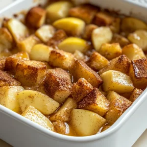Heavenly Apple Baked French Toast Casserole is a delightful breakfast or brunch dish that perfectly combines the warm comfort of baked goods with the fresh flavors of apples. This rich and creamy casserole has a custard-like texture, achieved through a mixture of eggs, milk, and cream, making it an excellent way to start your day. The sweetness from the brown sugar and the aromatic spices of cinnamon and nutmeg contribute to a flavor profile that tantalizes the senses. When baked to golden perfection, this casserole’s top achieves a beautiful crispness, providing a delightful contrast to its soft interior.