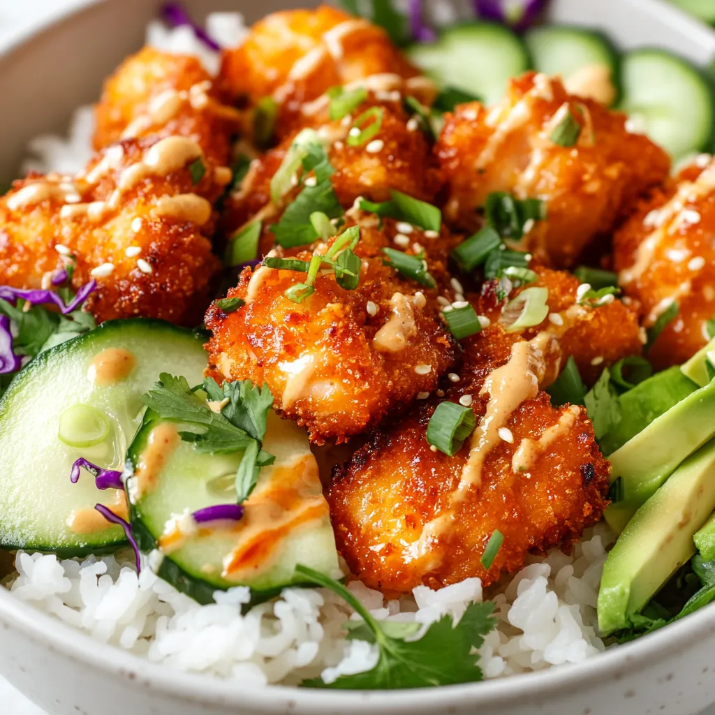 Crispy Bang Bang Salmon Bite Bowls are a delightful culinary creation that showcases a striking balance of textures and flavors. This recipe brings together the golden crunch of fried salmon bites, which are enveloped in a light and crispy coating, with the freshness of vibrant vegetables and the creaminess of ripe avocado. The addition of a zesty Bang Bang sauce pulls all the elements together, resulting in a dish that is both visually stunning and full of flavor.