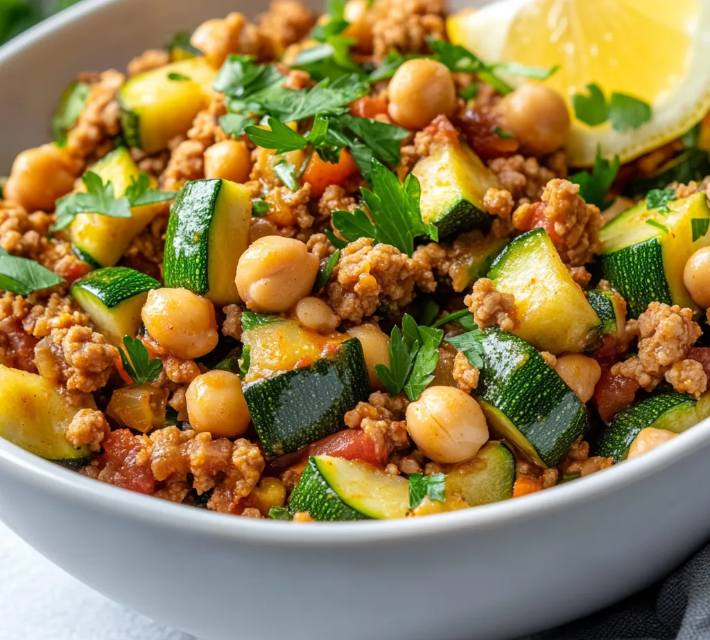 The Savory Turkey and Zucchini Chickpea Skillet is the epitome of a wholesome yet simple meal that showcases fresh ingredients and vibrant flavors. This dish is perfect for busy weeknights when time is of the essence but nutrition should not take a backseat. The combination of lean ground turkey, tender zucchini, and protein-packed chickpeas makes this skillet a well-rounded option that appeals to both children and adults alike.