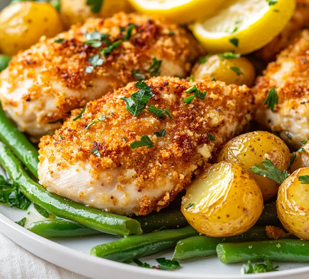 The perfect dinner often combines flavors, textures, and simplicity, all in one dish. Parmesan-Crusted Chicken Sheet Pan Delight showcases just that—a harmonious balance of crispy chicken, savory potatoes, and vibrant green beans, all roasted to perfection on a single sheet pan. This recipe not only saves on cleanup but also delivers a delicious meal that can please the whole family. The robust, cheesy coating on the chicken brings a delightful crunch, while the roasted potatoes offer a comforting starch paired with the bright crispness of the green beans. Get ready to elevate your weeknight dinner game with this easy yet impressive dish.