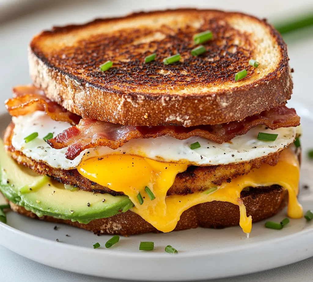 The Breakfast Grilled Cheese Delight is more than just a simple sandwich; it is a joyful fusion of flavors that elevates your morning routine. Imagine biting into thick-cut bread enveloping melted sharp cheddar cheese, perfectly cooked eggs, crispy bacon, and creamy avocado, all seasoned to perfection. This dish promises comfort and satisfaction, making it the perfect start to your day. Whether you are rushing to get out the door or have a leisurely weekend brunch planned, this breakfast creation provides a hearty and delicious option to fuel your morning.