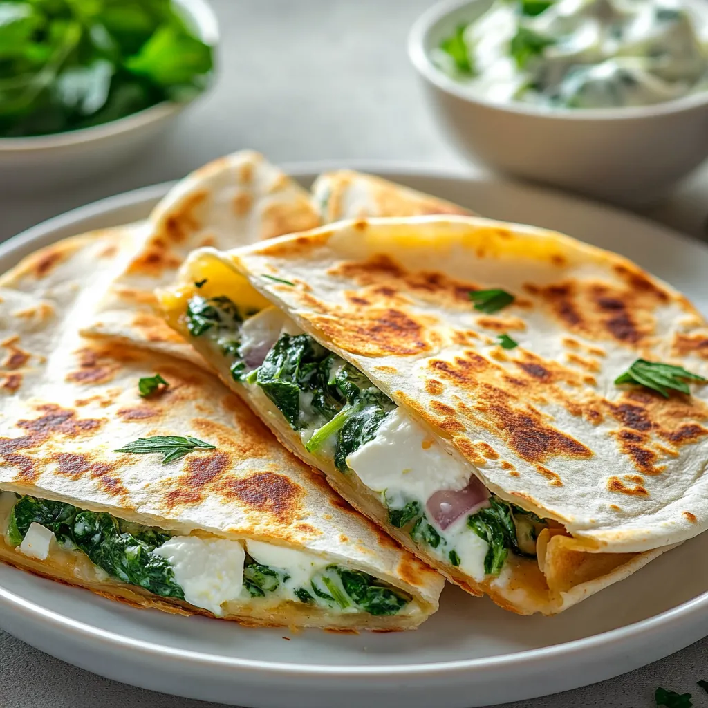 Mediterranean cuisine is celebrated for its vibrant flavors, fresh ingredients, and healthy options. Drawing inspiration from traditions around the countries that line the Mediterranean Sea, this style of cooking emphasizes the use of fresh vegetables, herbs, and high-quality fats, like olive oil. In this recipe, we take a delightful twist on classic quesadillas, infusing them with a medley of Mediterranean flavors through the addition of fresh spinach, tangy feta cheese, and aromatic seasonings.