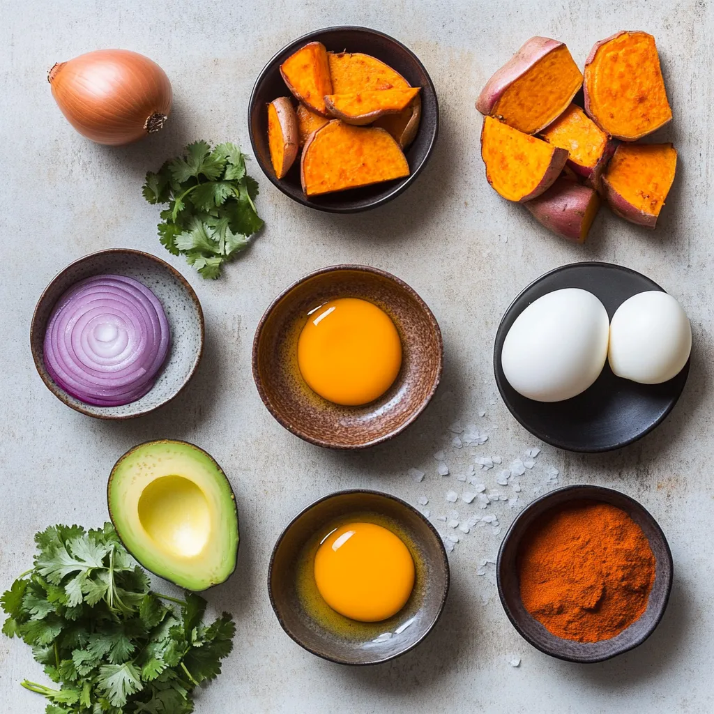 The Savory Sweet Potato Breakfast Hash with Creamy Avocado is a flavorful and wholesome breakfast option that provides an energetic start to your day. This dish beautifully balances the earthy sweetness of sweet potatoes with the protein-packed goodness of eggs and the smooth creaminess of ripe avocado. Stacked with vibrant colors from fresh vegetables, this hash is not just a treat for the taste buds but also a feast for the eyes. The addition of fresh cilantro offers a vibrant finishing touch, while a drizzle of hot sauce can elevate the flavors for those who crave a bit of spice. Perfect for lazy weekend mornings or a quick weekday breakfast, this dish promises satisfaction in every bite.