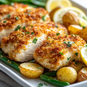 The perfect dinner often combines flavors, textures, and simplicity, all in one dish. Parmesan-Crusted Chicken Sheet Pan Delight showcases just that—a harmonious balance of crispy chicken, savory potatoes, and vibrant green beans, all roasted to perfection on a single sheet pan. This recipe not only saves on cleanup but also delivers a delicious meal that can please the whole family. The robust, cheesy coating on the chicken brings a delightful crunch, while the roasted potatoes offer a comforting starch paired with the bright crispness of the green beans. Get ready to elevate your weeknight dinner game with this easy yet impressive dish.