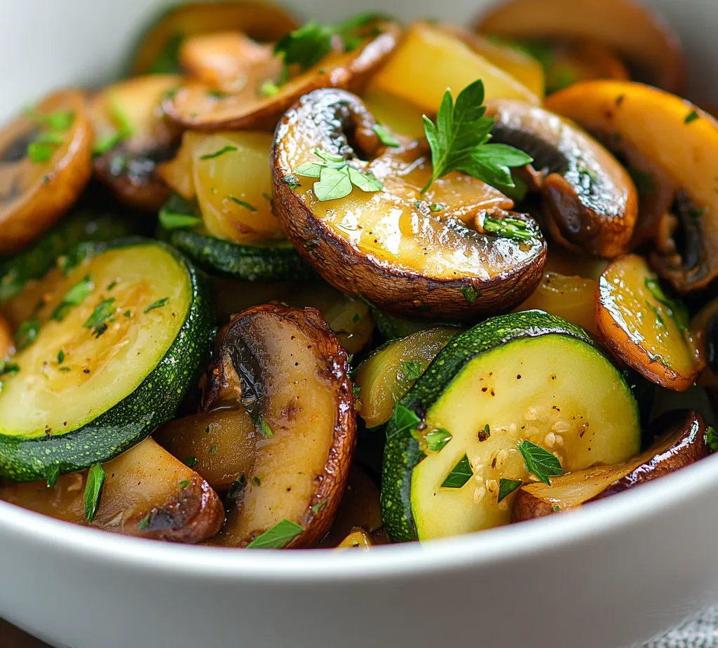 Sautéed zucchini, mushrooms, and onions present a harmonious combination of flavors and textures. This dish is celebratory of the season's finest produce, combining vibrant green zucchinis, earthy mushrooms, and sweet onions, resulting in a dish that is both comforting and healthful. The technique of sautéing ensures that each vegetable retains its unique character while absorbing the delightful nuances of their collective cooking.