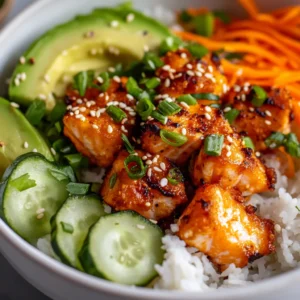 Bang Bang Salmon Bites Bowls are a feast for the eyes and the palate. Imagine perfectly fried salmon bites that deliver a satisfying crunch, combined with fresh, crisp vegetables, and drizzled with a creamy, spicy Bang Bang sauce. This dish embodies a delightful harmony of flavors and colors, making it not only delicious but also visually striking. Ideal for various occasions, these bowls can elevate a casual weeknight dinner or impress guests at your next gathering.